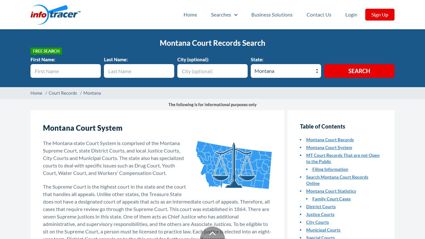 Search Montana Court Records By Name Online - InfoTracer